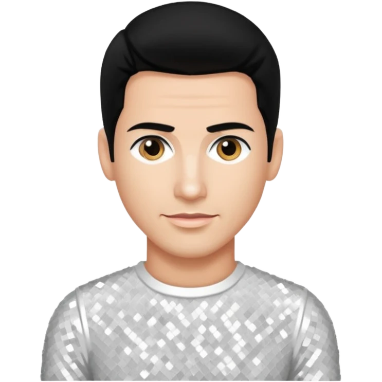 Danny Wood from NKOTB with black hair, white sequin outfit emoji