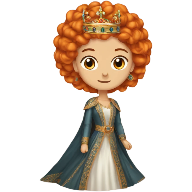 Hurrem Sultan with orange Slightly wavy hair long hair and crown  emoji