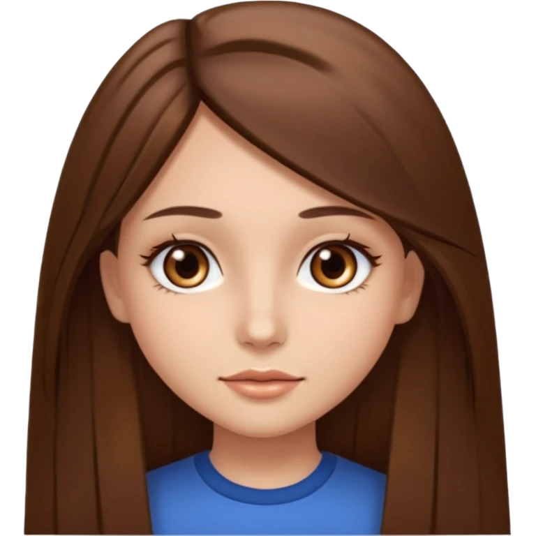 Fille cheveux lisse long brune raie au milieuyeux marron emoji