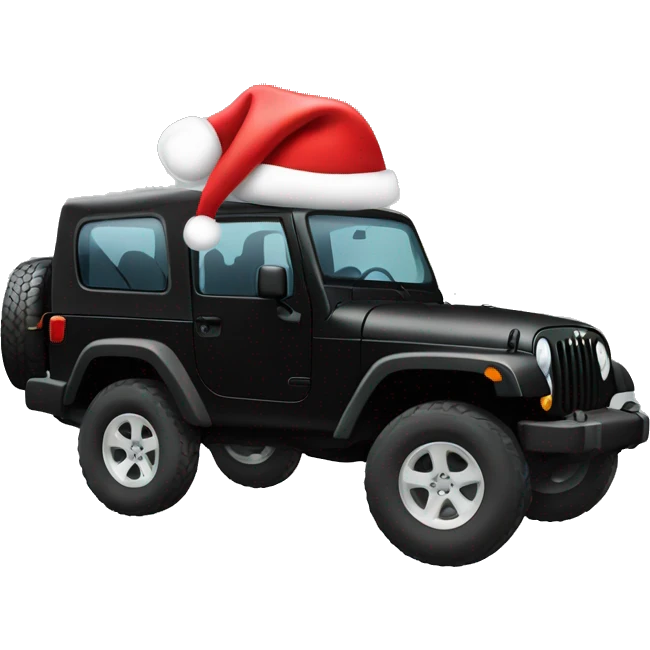 Black jeep with Santa hat emoji