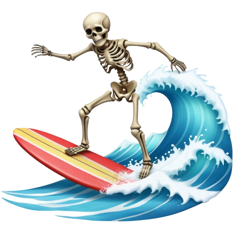 Skeleton surfing emoji