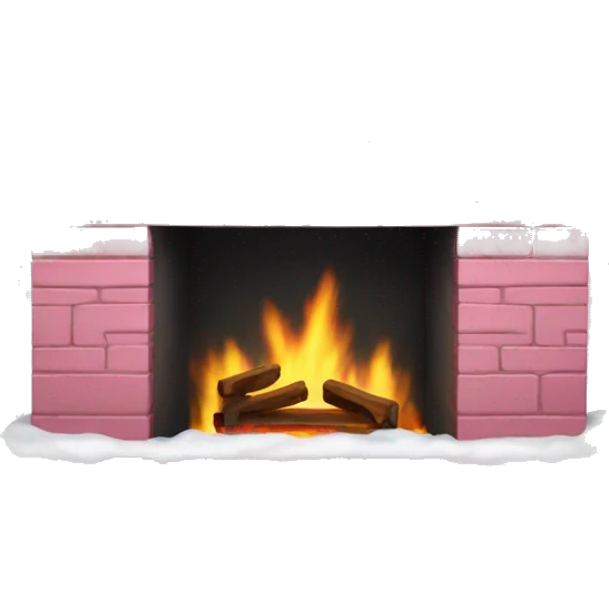 Winter Pink FirePlace, with snow on it emoji