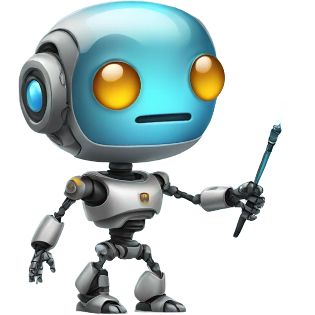 cute robot holds a magic wand emoji