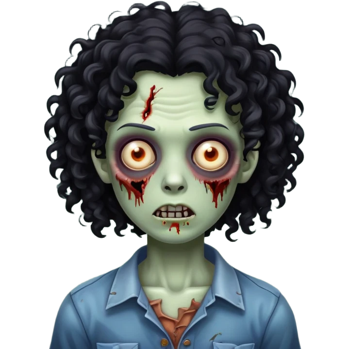 Zombie de cabelos cacheados pretos emoji