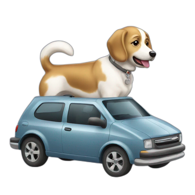 Chien sur une voiture emoji