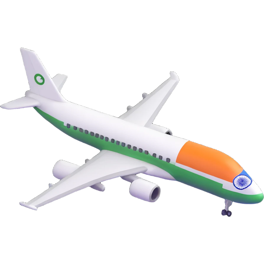 airplane with India flag emoji