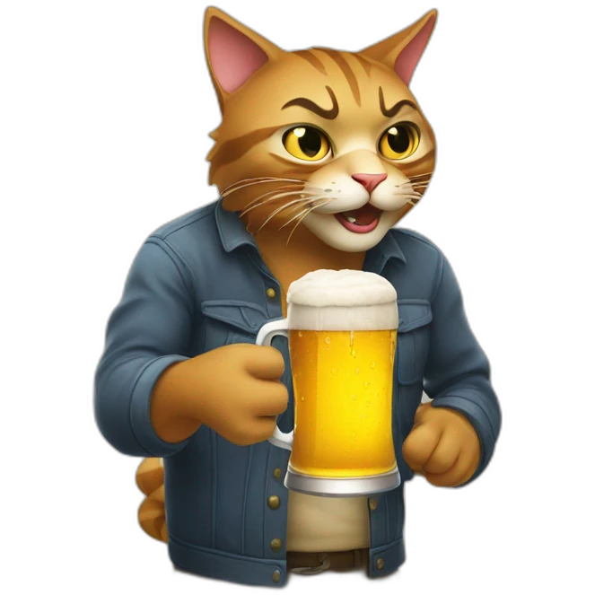 mad cat grabbing a cup of beer emoji