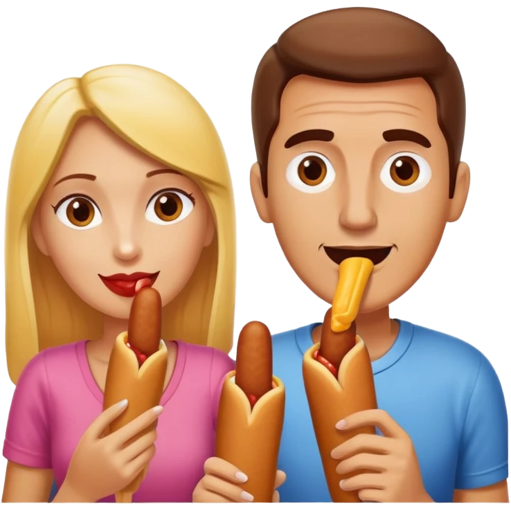 guy and girl eating corndogs emoji