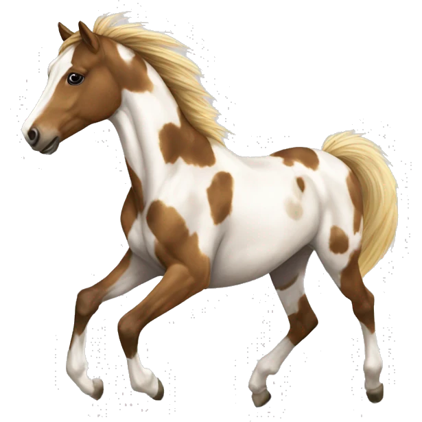 Scruffy scarred scratched scratches scratch scars Piebald tricolor palomino yellow brown pony with dark brown spots galloping running emoji