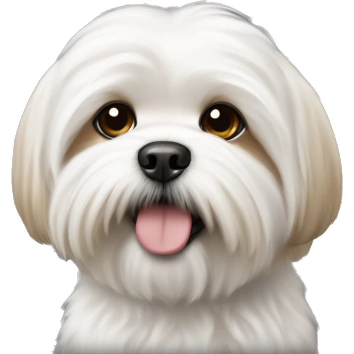 White fluffy fluffy dog with light brown spot Maltese shih tzu emoji