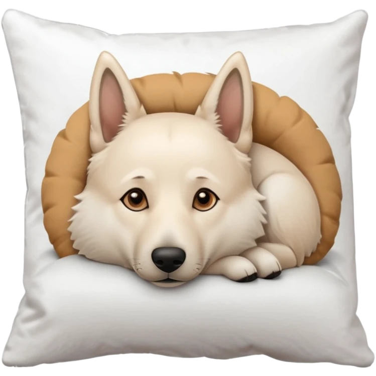 White Belgian shepherd dog with Brown eyes sleeping On a pillow emoji