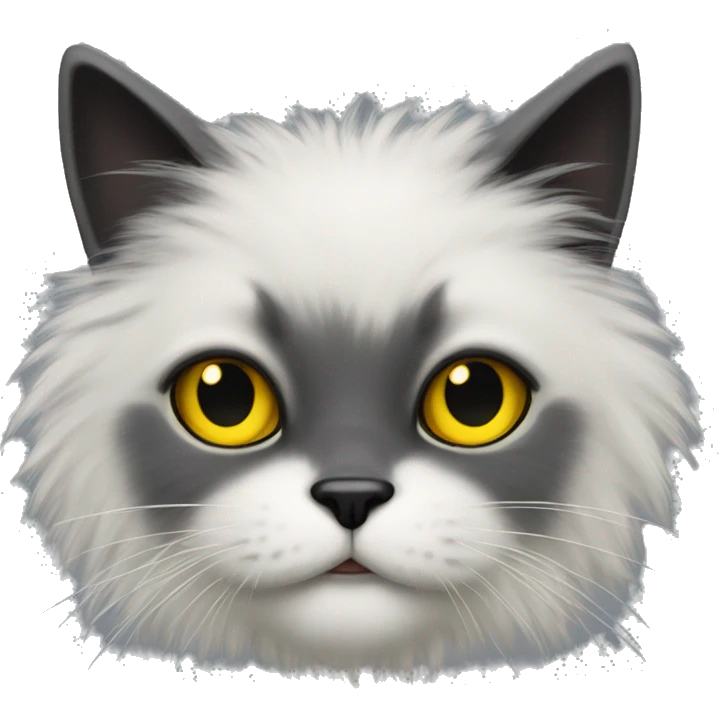 black fluffy cat with yellow eyes and a black nose  emoji