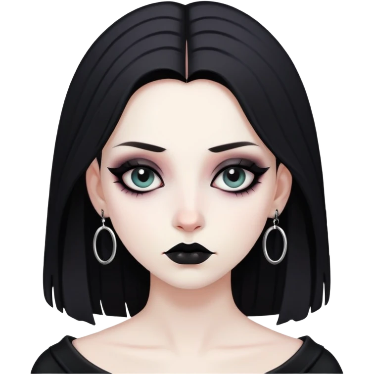 Goth person with pale face, black clothes, and dark makeup emoji