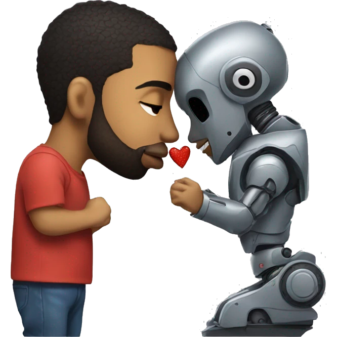 Drake kissing a robot emoji