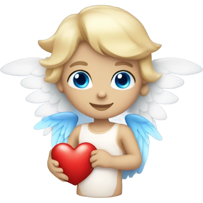 flying pale cupid with blue eyes and red heart arrow  emoji
