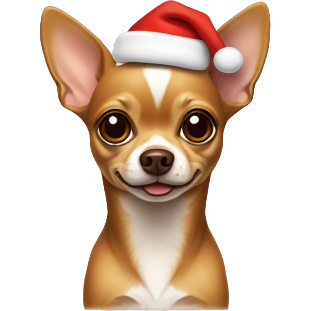 brown chihuahua with Santa hat emoji
