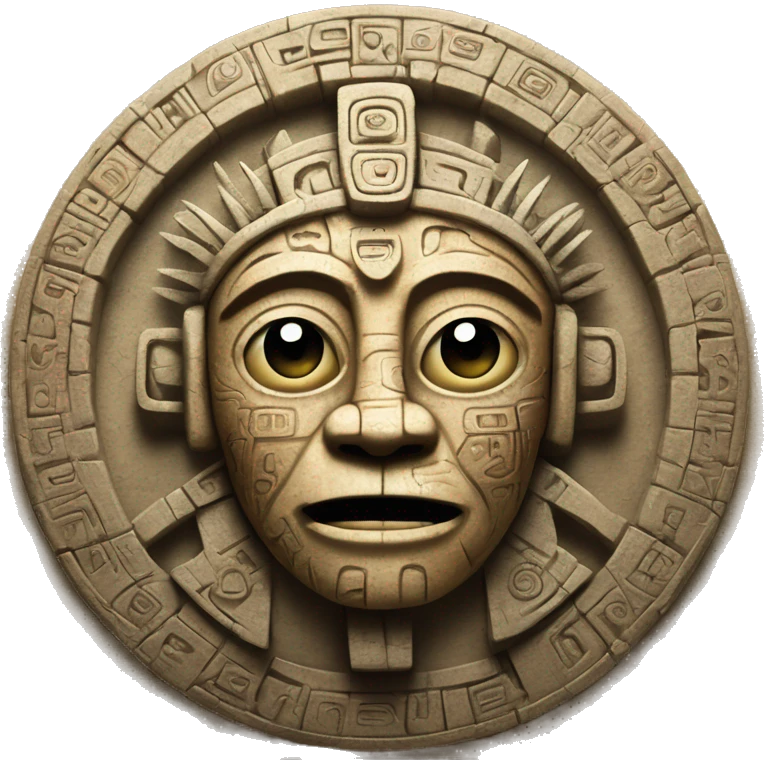 mayan-calendar with face in the middle more robotic emoji