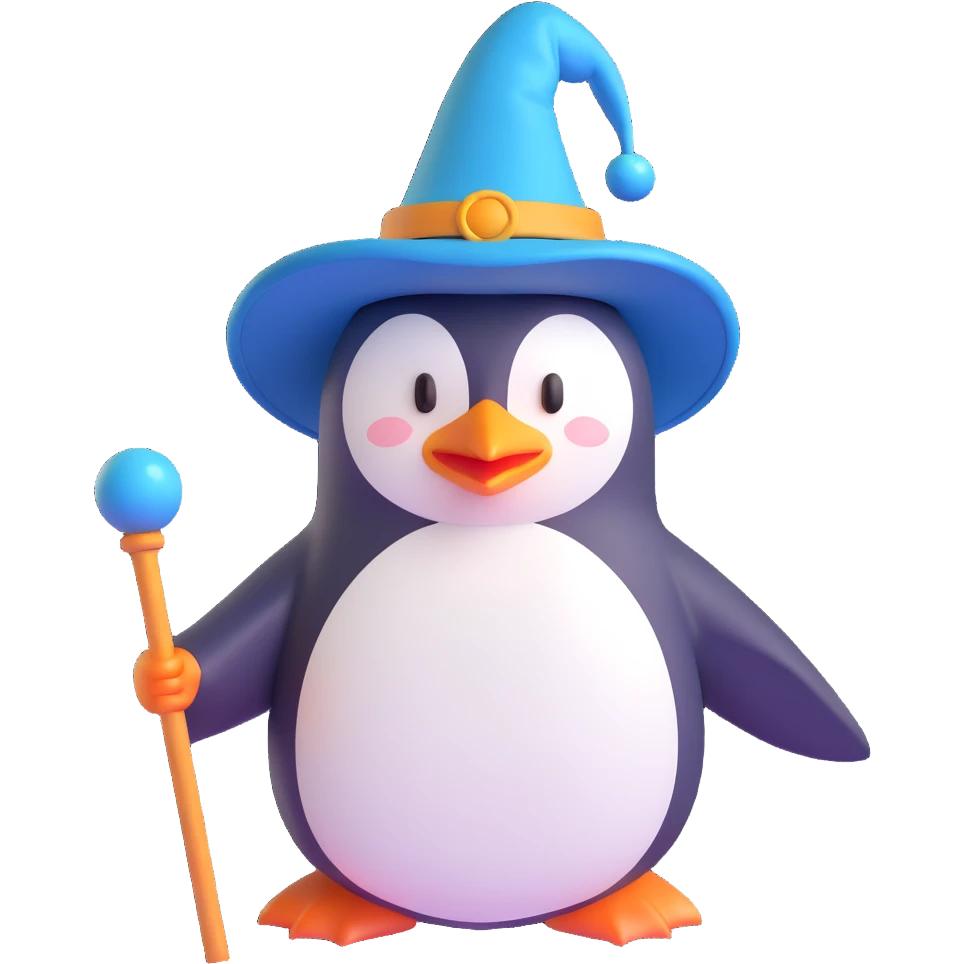 A penguin wizard emoji