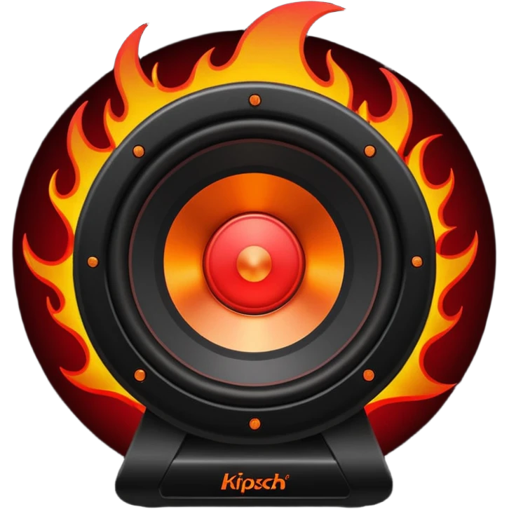 Head: A black KLIPSCH RP-8000F speaker, often represented with a red center or speaker cone.
Core: A small, bright glowing cherry-red circle representing his core.
Body & Armor: Primarily black armor plating with bright red accents or flames. emoji