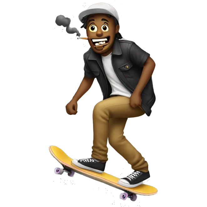Guys riding skateboard with cigarette in mouth emoji