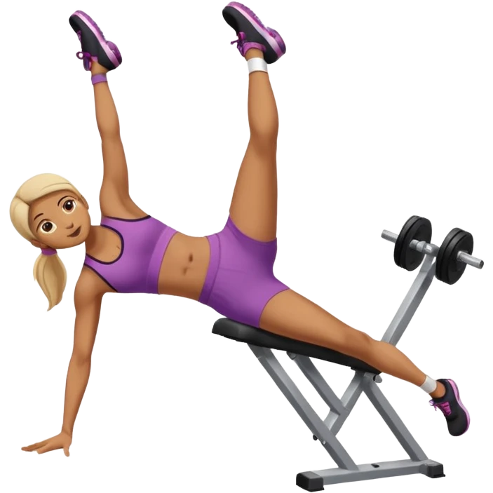 persona haciendo abdominales de piernas en el gimnasio emoji