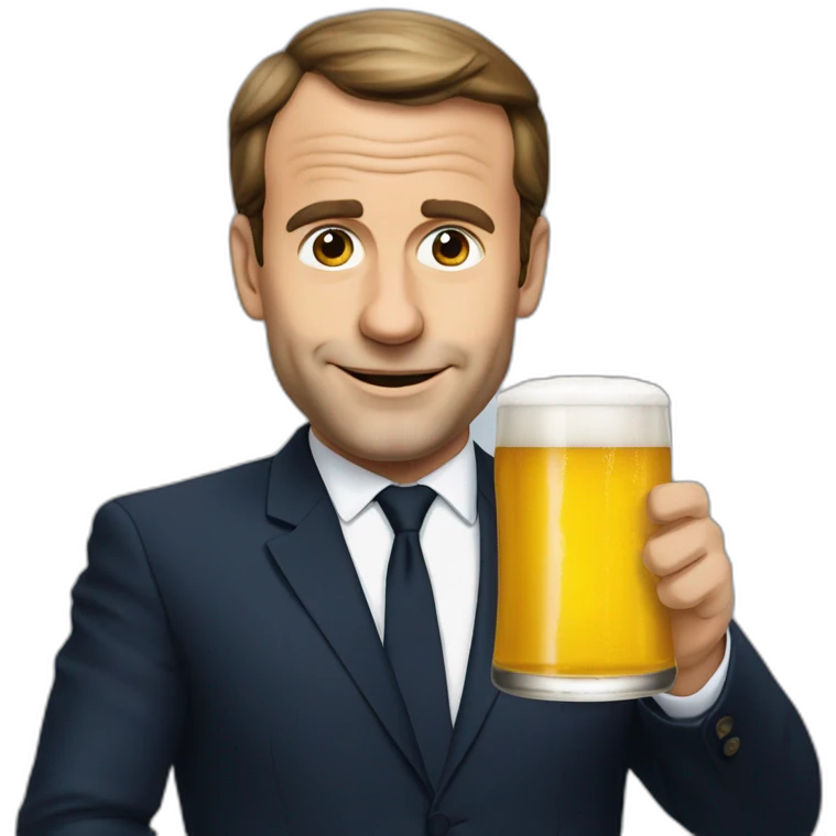 Macron qui boit une bière emoji