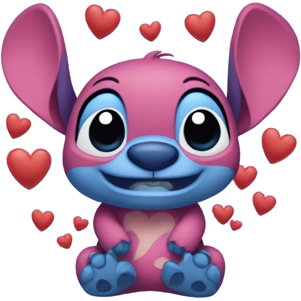 Stitch with hearts emoji