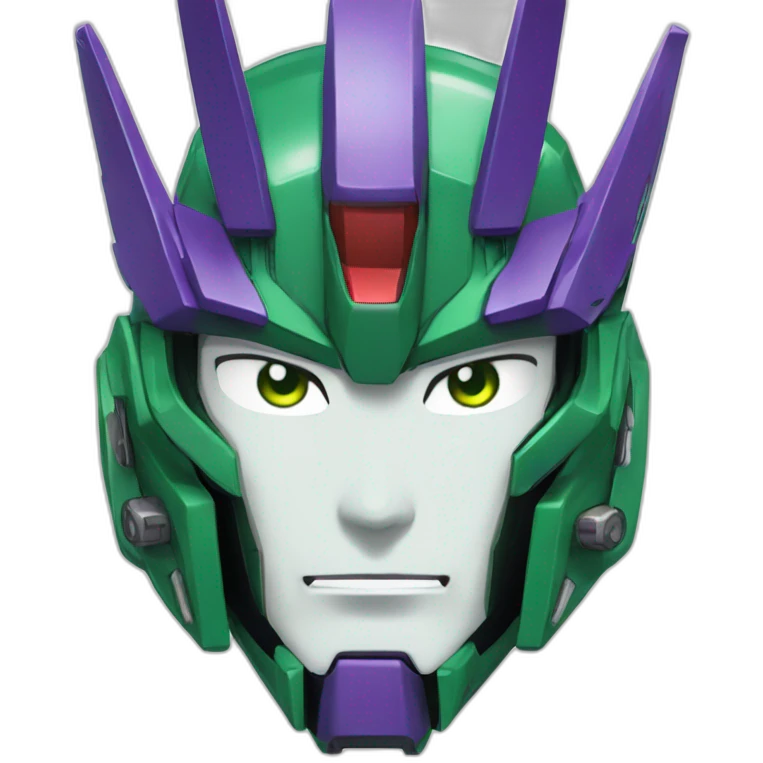 purple and green freedom gundam mecha face emoji