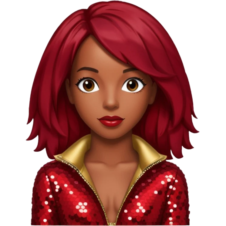 Kelly Rowland from Destiny's Child with dark red hair, red sequin outfit emoji