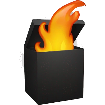 A black box with fire on the sides emoji