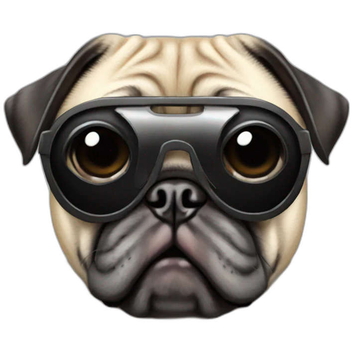 pug with black sunglasses and wearing a cyberpunk suit emoji