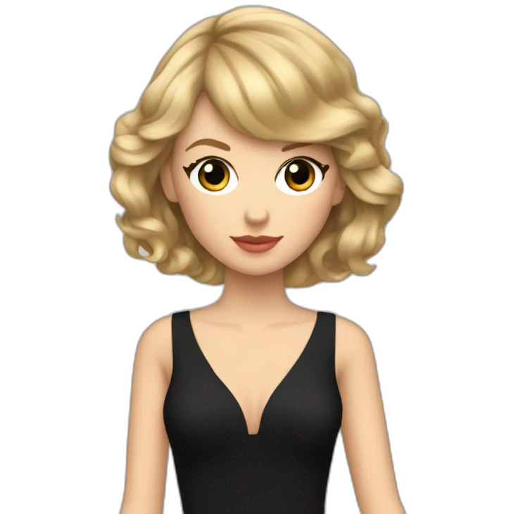 Taylor swift with black dress and snap in the arm emoji