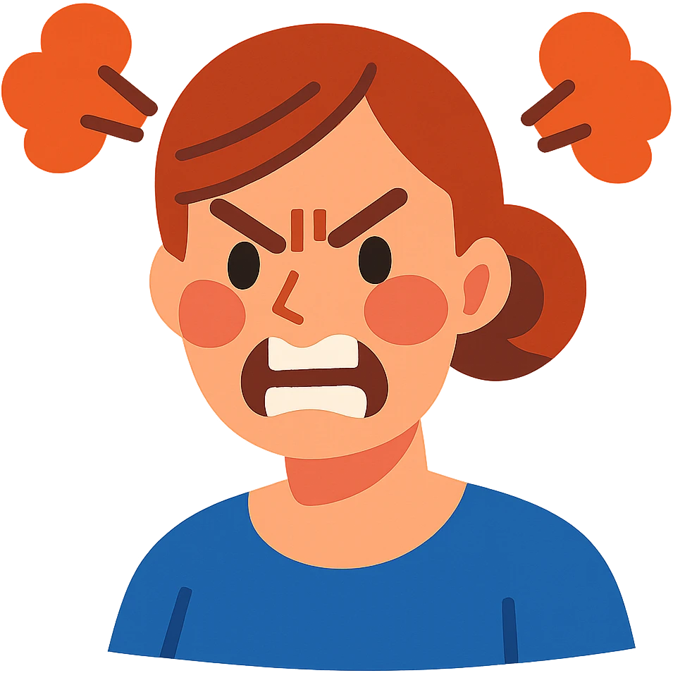 angry mom face, vibrant toon style emoji