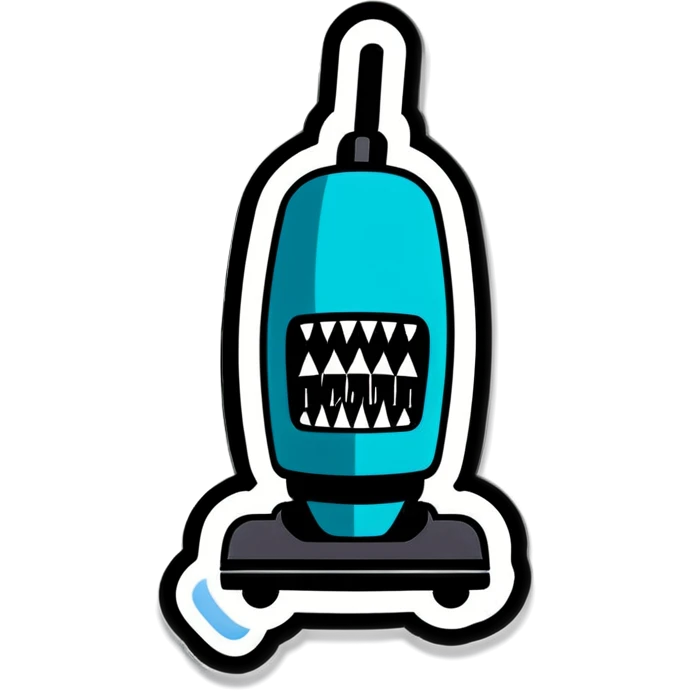 Vacuum cleaner with teeth and scaled emoji