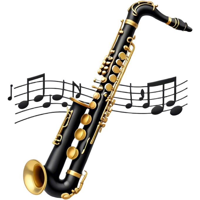 clarinet with music notes floating around emoji