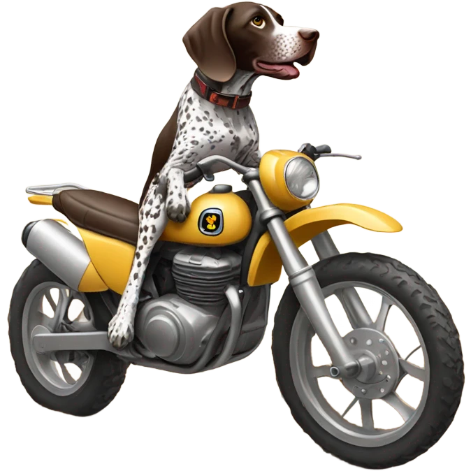 German shorthair pointer on a dirt bike emoji