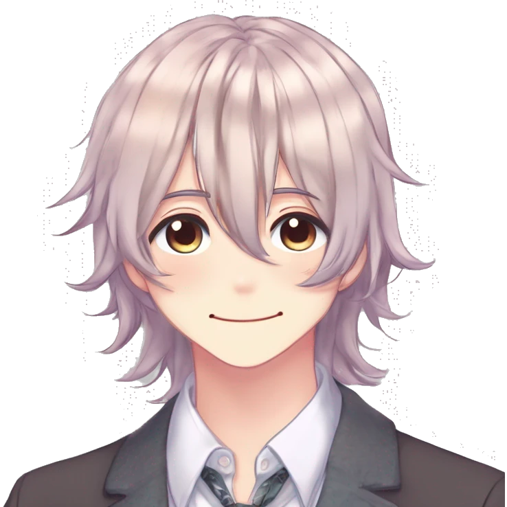 Gorgeous romantic hot attractive anime style modern gentlemanly anime shojo guy with long pretty lustrous hair and colorful eyes and blushing face aesthetic trending style  pastelcore cottagecore kawaiicore emoji