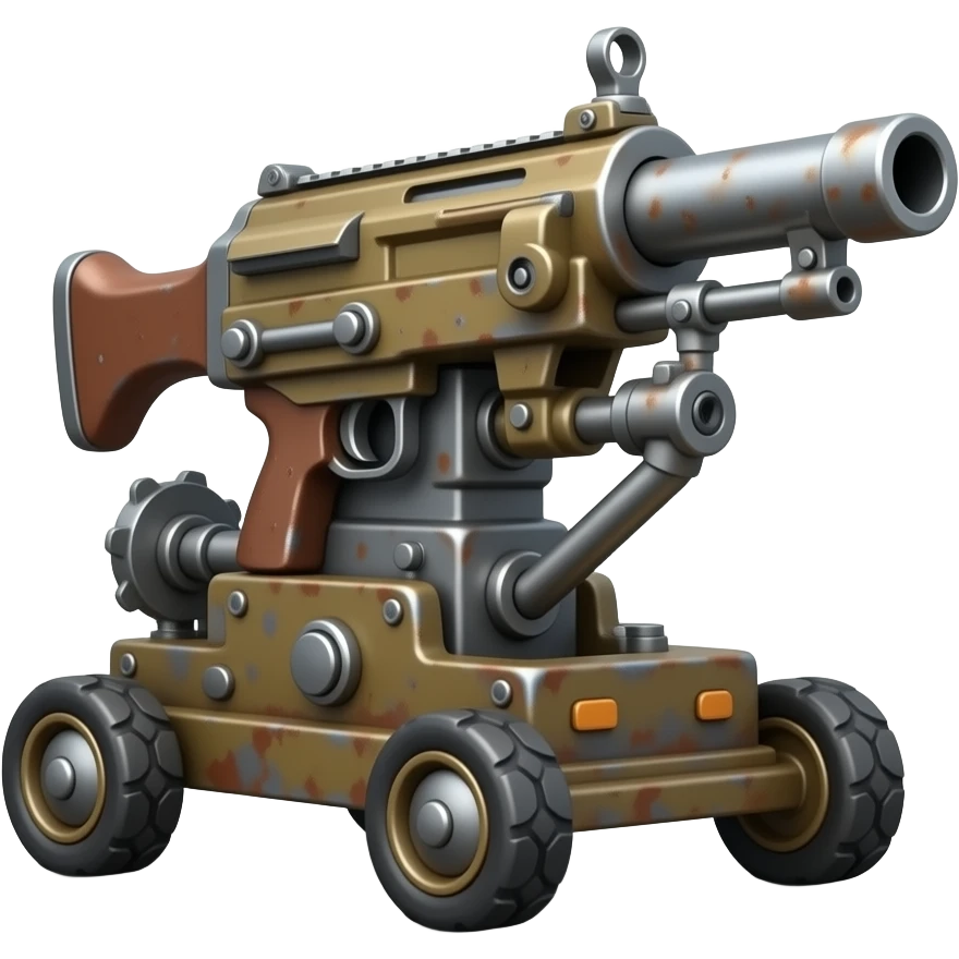 rusty gun machine on wheels emoji