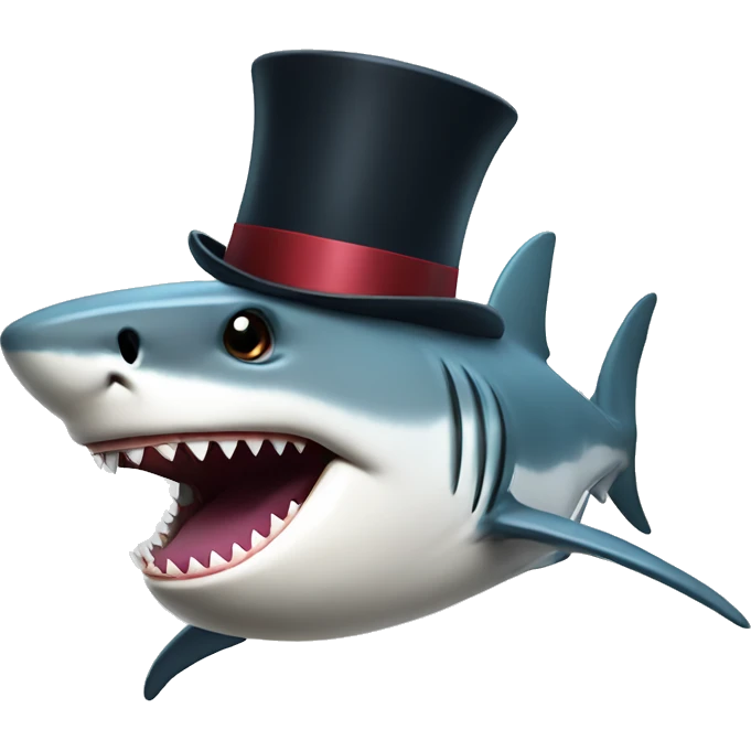 Shark with a top hat emoji