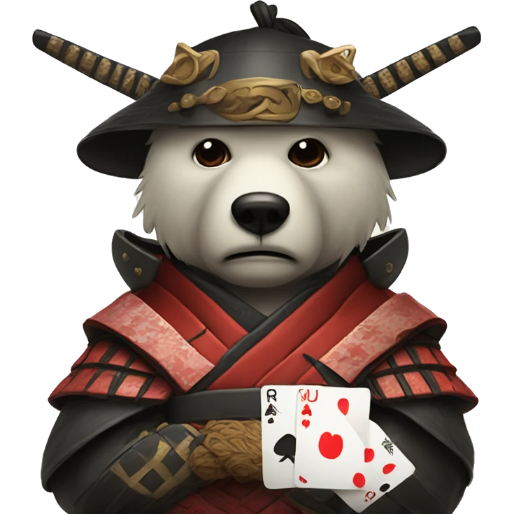 sad samurai bears head with tears coz he lost in poker with 2 ACes emoji