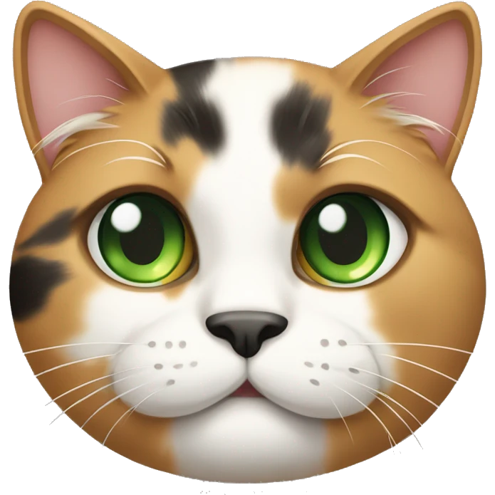 Big huge fat calico cat with green eyes  emoji