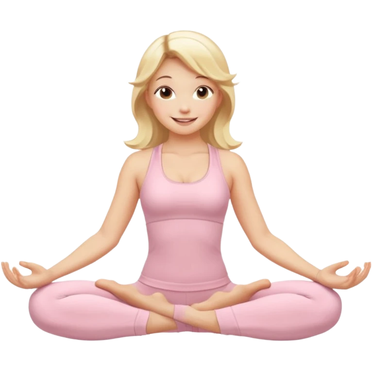 angelic blonde yoga girl in light pink yoga outfit  emoji