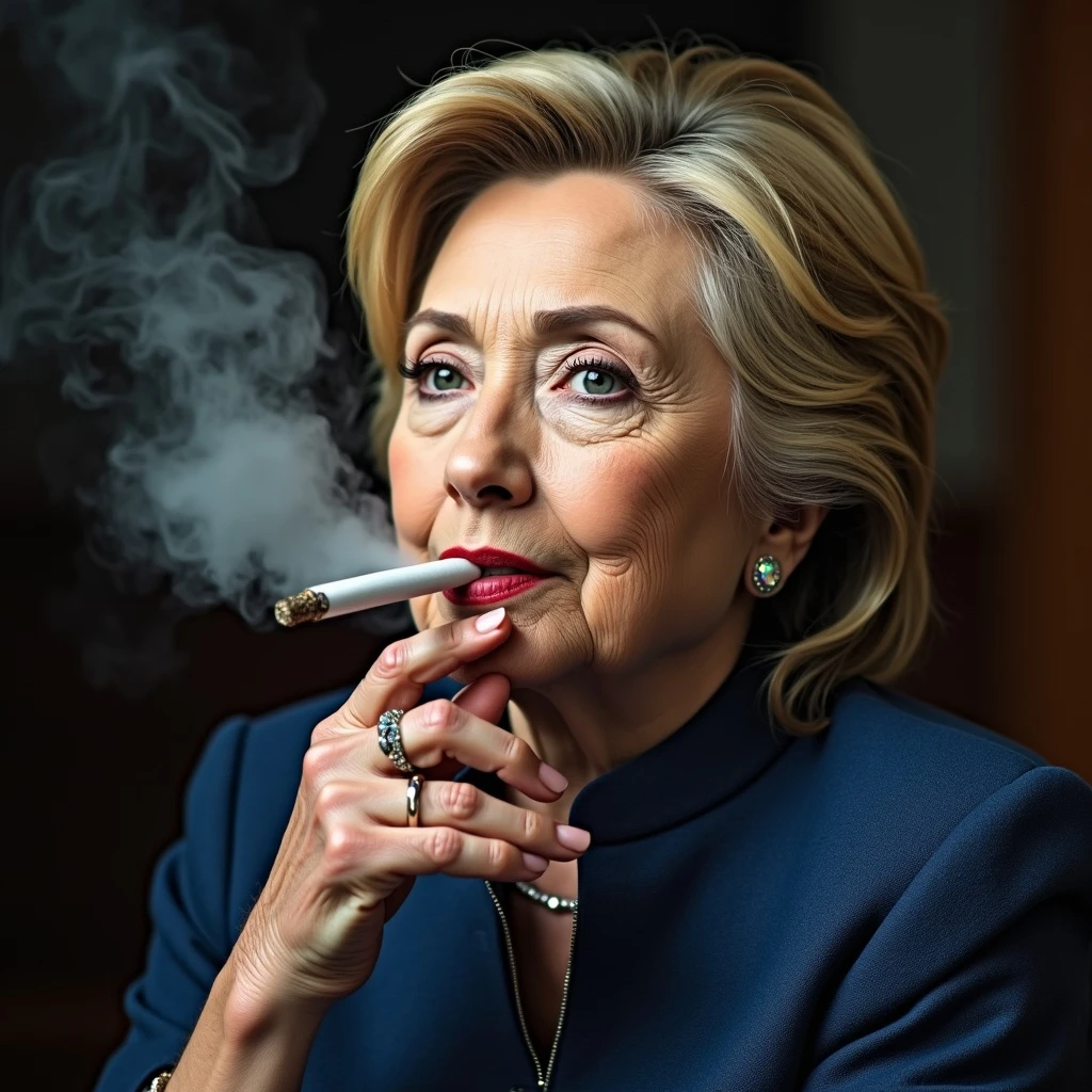 Hillary clinton smoking a cig emoji
