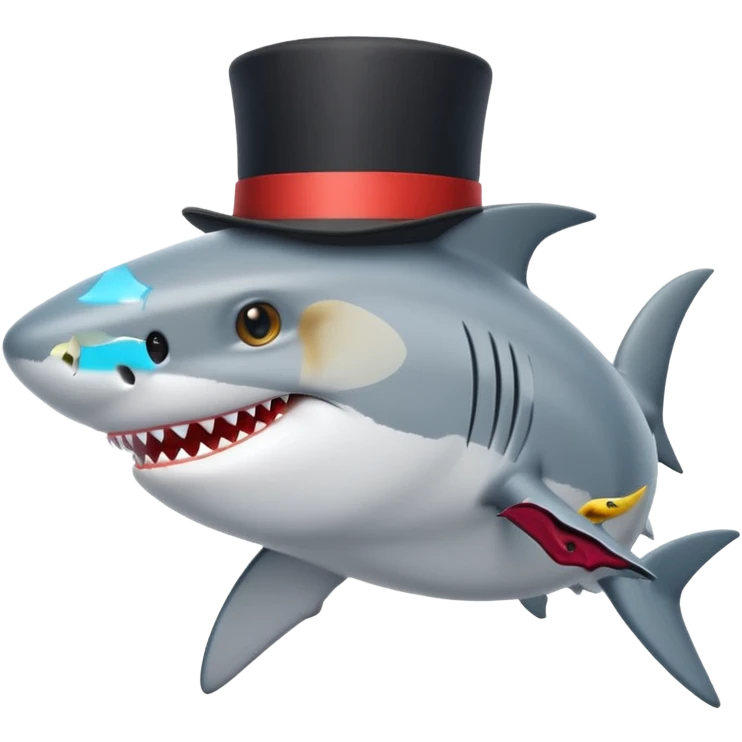 Shark with a top hat emoji