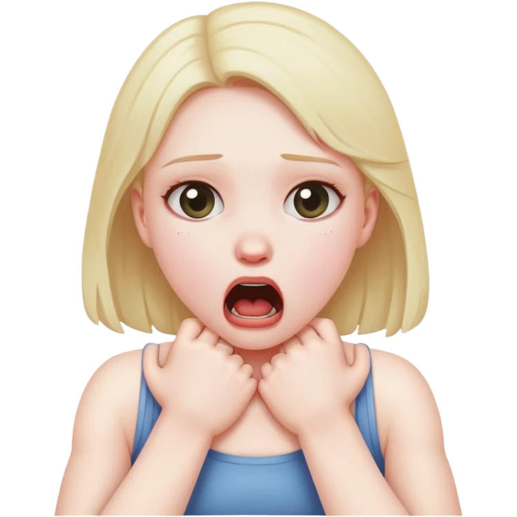 a girl choking her self with both arms emoji