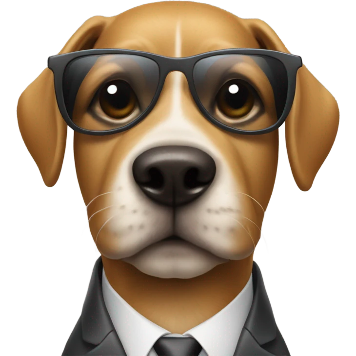 Dog wearing suit and sunglasses looking smart emoji
