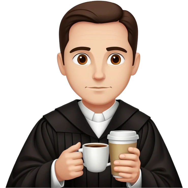 Judge Holden from the book “Blood Meridian” holding a cup of coffee  emoji