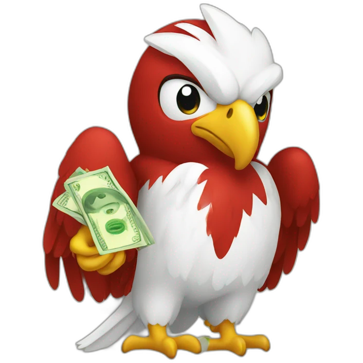 red eagle with money emoji