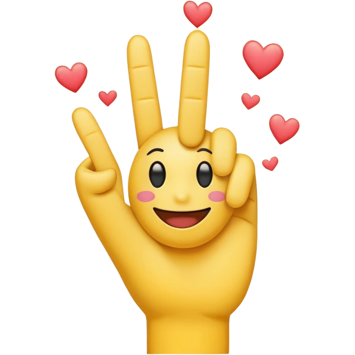 Let there be a middle finger pointing up and smiley emoji with hearts. emoji