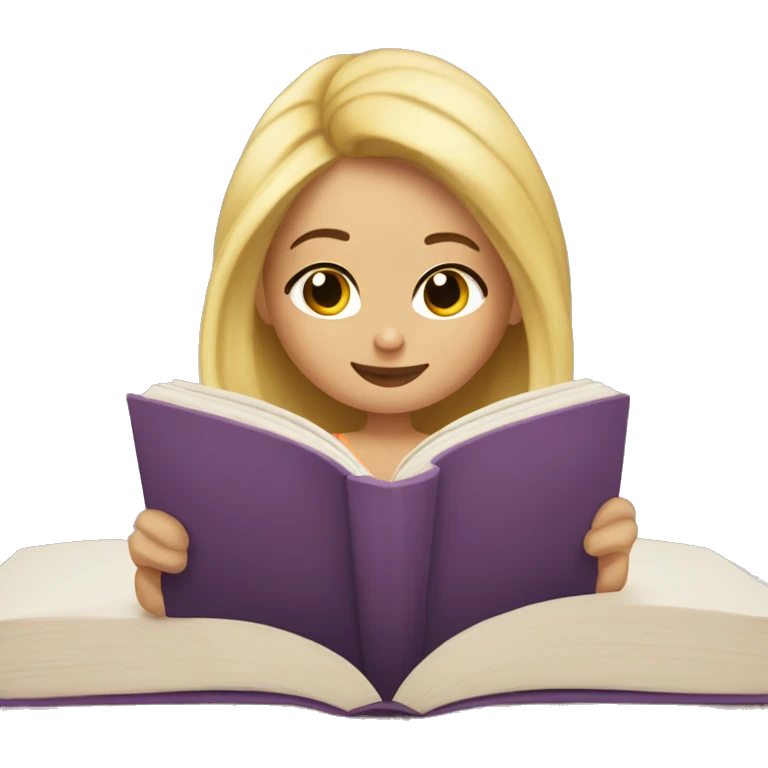 Blonde girl reading a romance book cozy emoji
